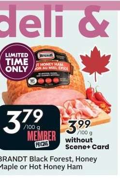 BRANDT Black Forest, Honey Maple or Hot Honey Ham