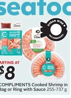 COMPLIMENTS Cooked Shrimp in Bag or Ring with Sauce