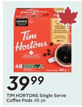 TIM HORTONS Single Serve Coffee Pods 48 pk