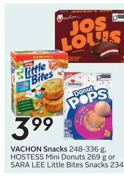 VACHON Snacks, HOSTESS Mini Donuts, or SARA LEE Little Bites Snacks