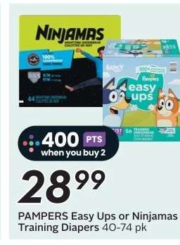 PAMPERS Easy Ups or Ninjamas Training Diapers