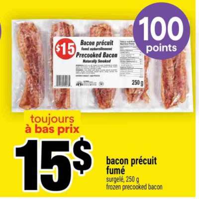 Bacon précuit fumé