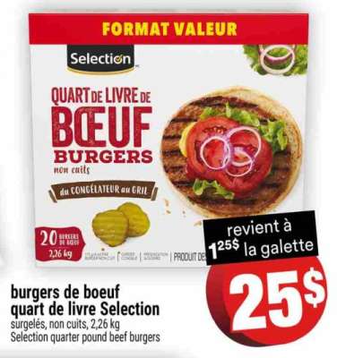 BURGERS DE BOEUF QUART DE LIVRE SELECTION