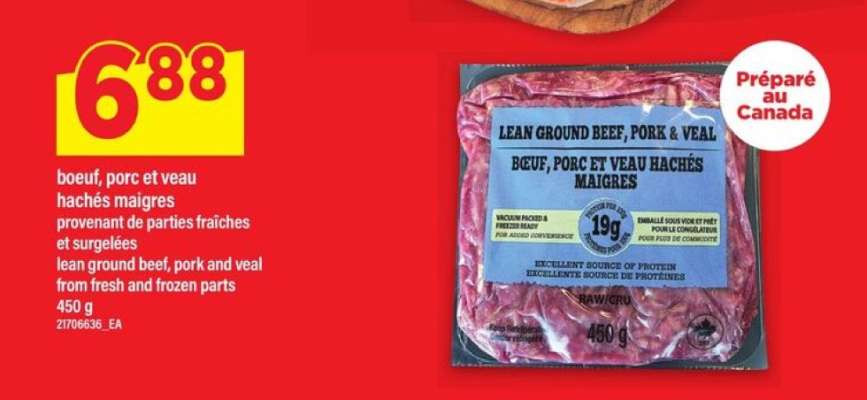 bœuf, porc et veau hachés maigres