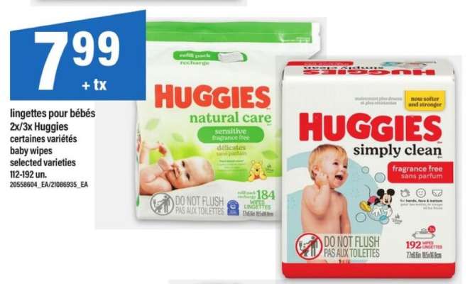 lingettes pour bébés 2x/3x Huggies