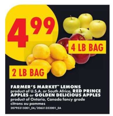 Farmer's Market Lemons, Red Prince Apples, Golden Delicious Apples