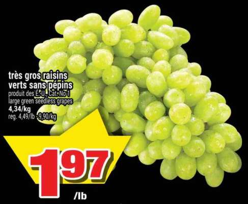 très gros raisins verts sans pépins