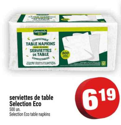 SERVIETTES DE TABLE SELECTION ECO
