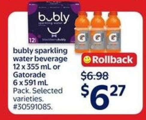 bubly sparkling water beverage or Gatorade