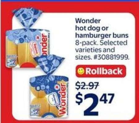 WONDER HOT DOG or HAMBURGER BUNS
