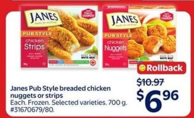 Janes Pub Style breaded chicken nuggets or strips