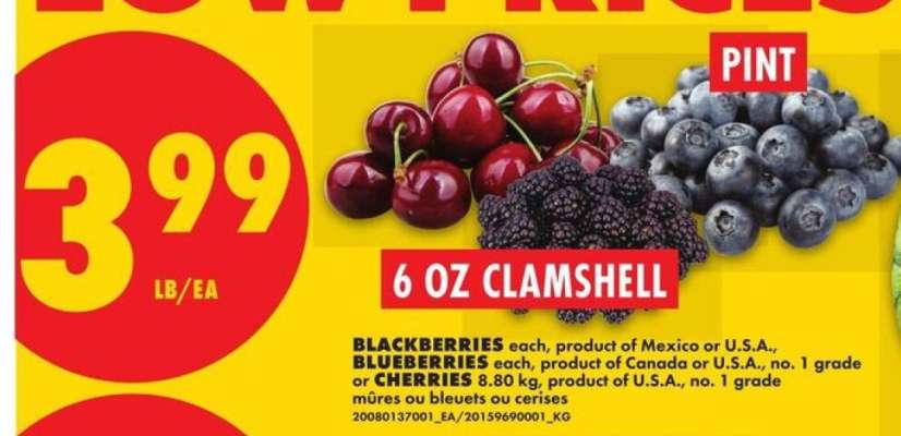 Blackberries, Blueberries, Cherries
