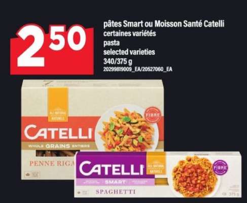 pâtes Smart ou Moisson Santé Catelli
