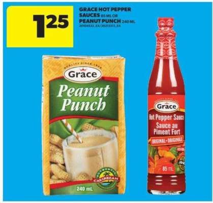 Grace Hot Pepper Sauces or Peanut Punch