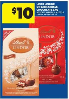 Lindt Lindor or Ghirardelli Chocolate Bag