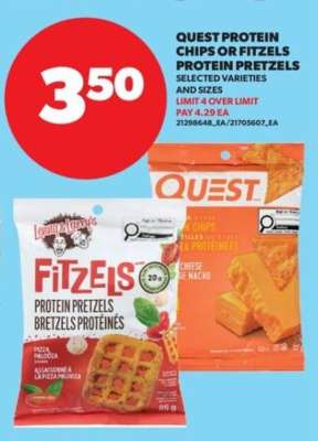 Quest Protein Chips or Fitzels Protein Pretzels