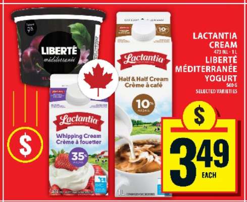 Lactantia Cream / Liberté Méditerranée Yogurt