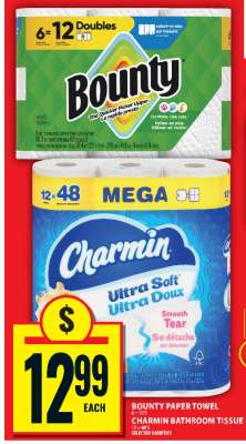 Bounty Paper Towel & Charmin Bathroom Tissue