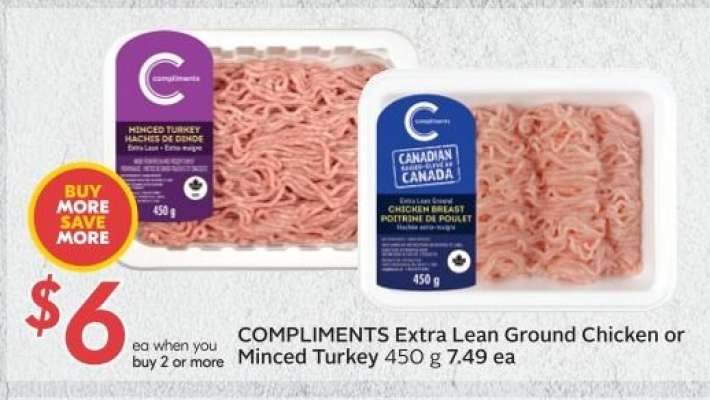 COMPLIMENTS Extra Lean Ground Chicken or Minced Turkey