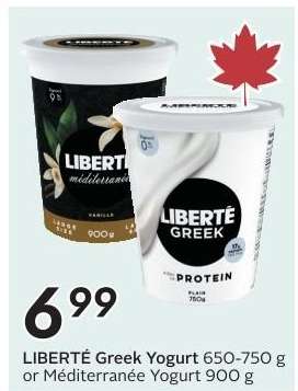 LIBERTÉ Greek Yogurt or Méditerranée Yogurt