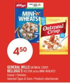 GENERAL MILLS OATMEAL CRISP, KELLOGG’S VECTOR or/ou MINI-WHEATS