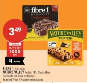 FIBRE 1 (5's) or/ou NATURE VALLEY Protein (4's) Snack Bars
