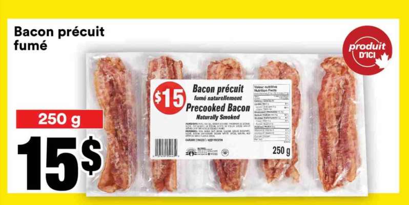 Bacon précuit fumé