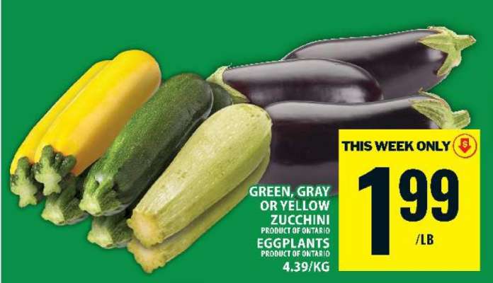 Green, Gray or Yellow Zucchini & Eggplants