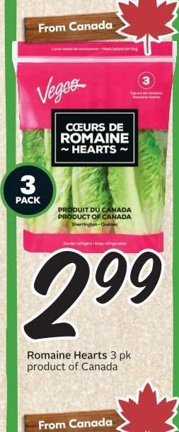 Romaine Hearts 3 pk