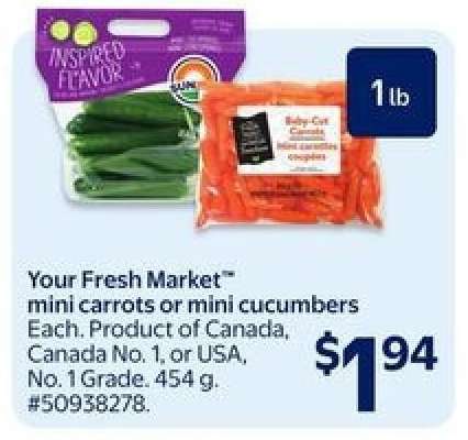 Your Fresh Market mini carrots or mini cucumbers