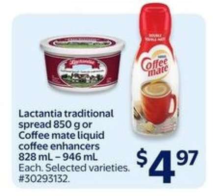 Lactantia traditional spread or Coffee mate liquid coffee enhancers