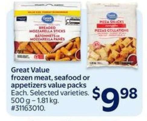 Great Value Frozen Meat, Seafood or Appetizers Value Packs