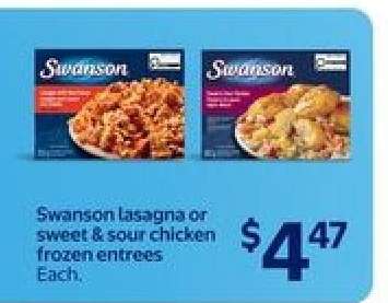 Swanson Lasagna or Sweet & Sour Chicken Frozen Entrees