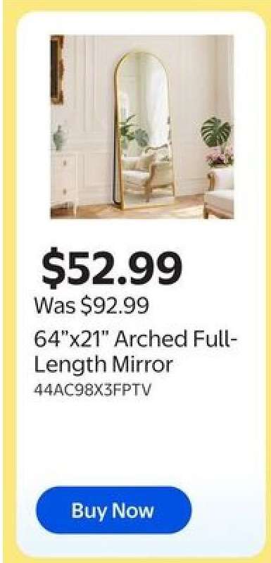 64”x21” Arched Full-Length Mirror