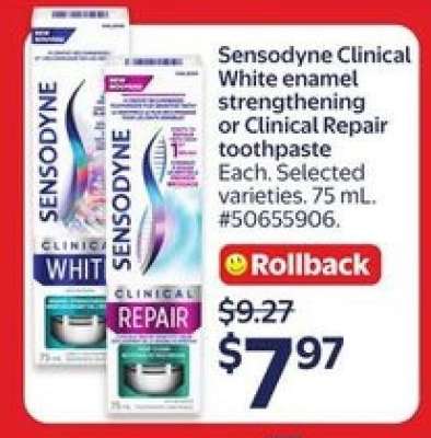 Sensodyne Clinical White enamel strengthening or Clinical Repair toothpaste