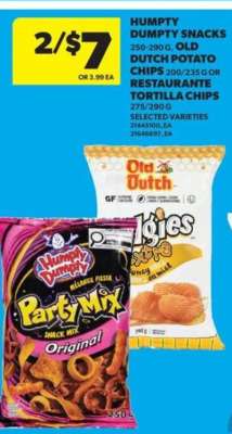 Humpty Dumpty Snacks, Old Dutch Potato Chips, Restaurante Tortilla Chips