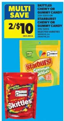 Skittles Chewy or Gummy Candy / Starburst Chewy or Gummy Candy