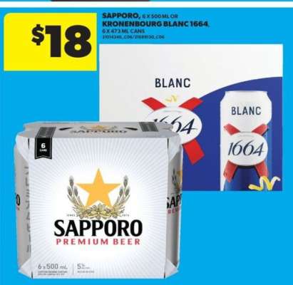 Sapporo or Kronenbourg Blanc 1664