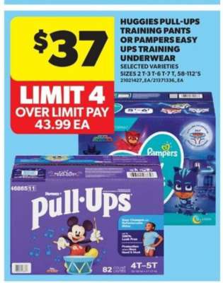 Huggies Pull-Ups Training Pants or Pampers Easy Ups Training Underwear