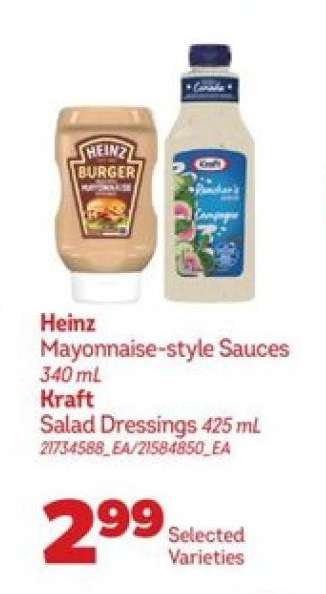 Heinz Mayonnaise-style Sauces / Kraft Salad Dressings