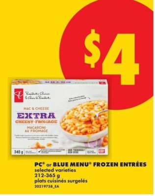 PC or Blue Menu Frozen Entrées
