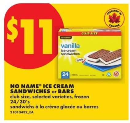 NO NAME® ICE CREAM SANDWICHES or BARS