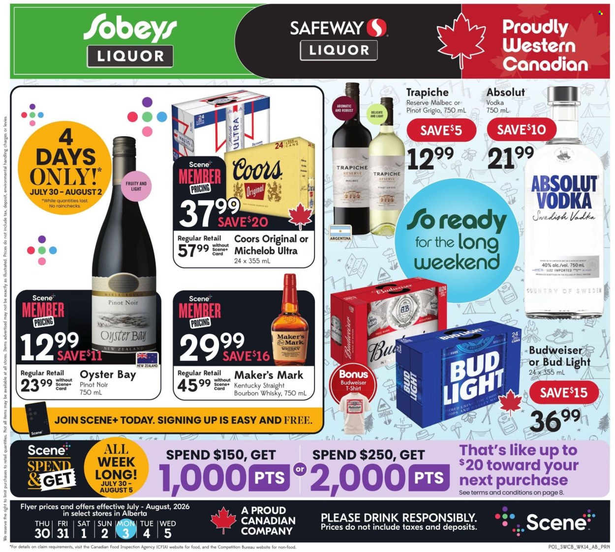 Sobeys Liquor flyer - July 30, 2026 - August 05, 2026. Page 1