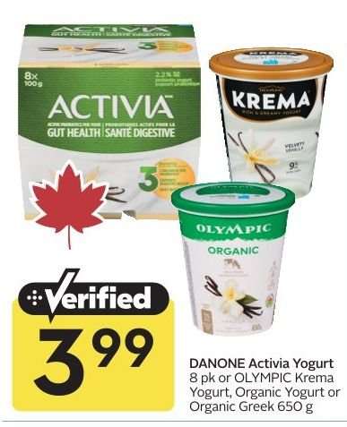 DANONE Activia Yogurt or OLYMPIC Yogurt