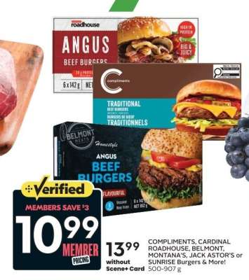 Compliments, Cardinal Roadhouse, Belmont, Montana's, Jack Astor's or Sunrise Burgers & More