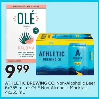 ATHLETIC BREWING CO. Non-Alcoholic Beer or OLÉ Non-Alcoholic Mocktails