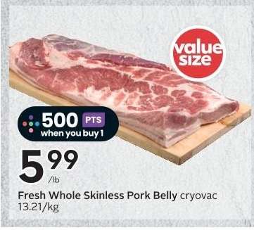 Fresh Whole Skinless Pork Belly