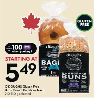 O'DOUGHS Gluten Free Buns, Bread, Bagels or Naan