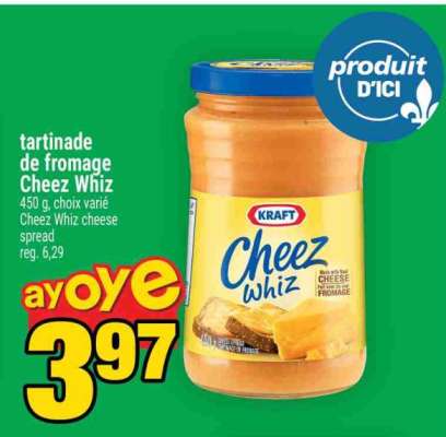 tartinade de fromage Cheez Whiz