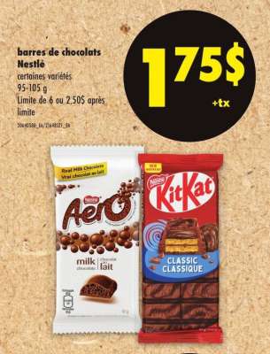 barres de chocolats Nestlé
